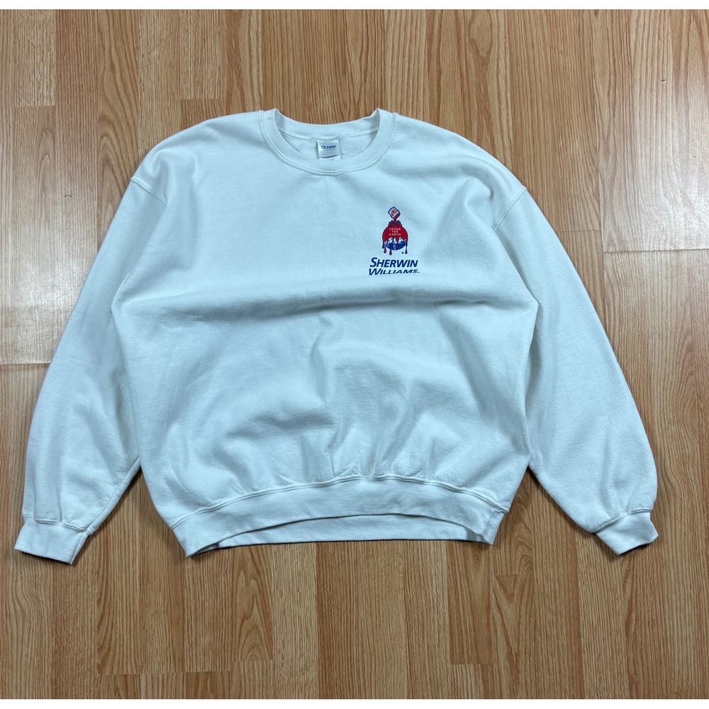 Sherwin Williams Crewneck Sweatshirt White XL Gildan Heavy Blend Graphic Top